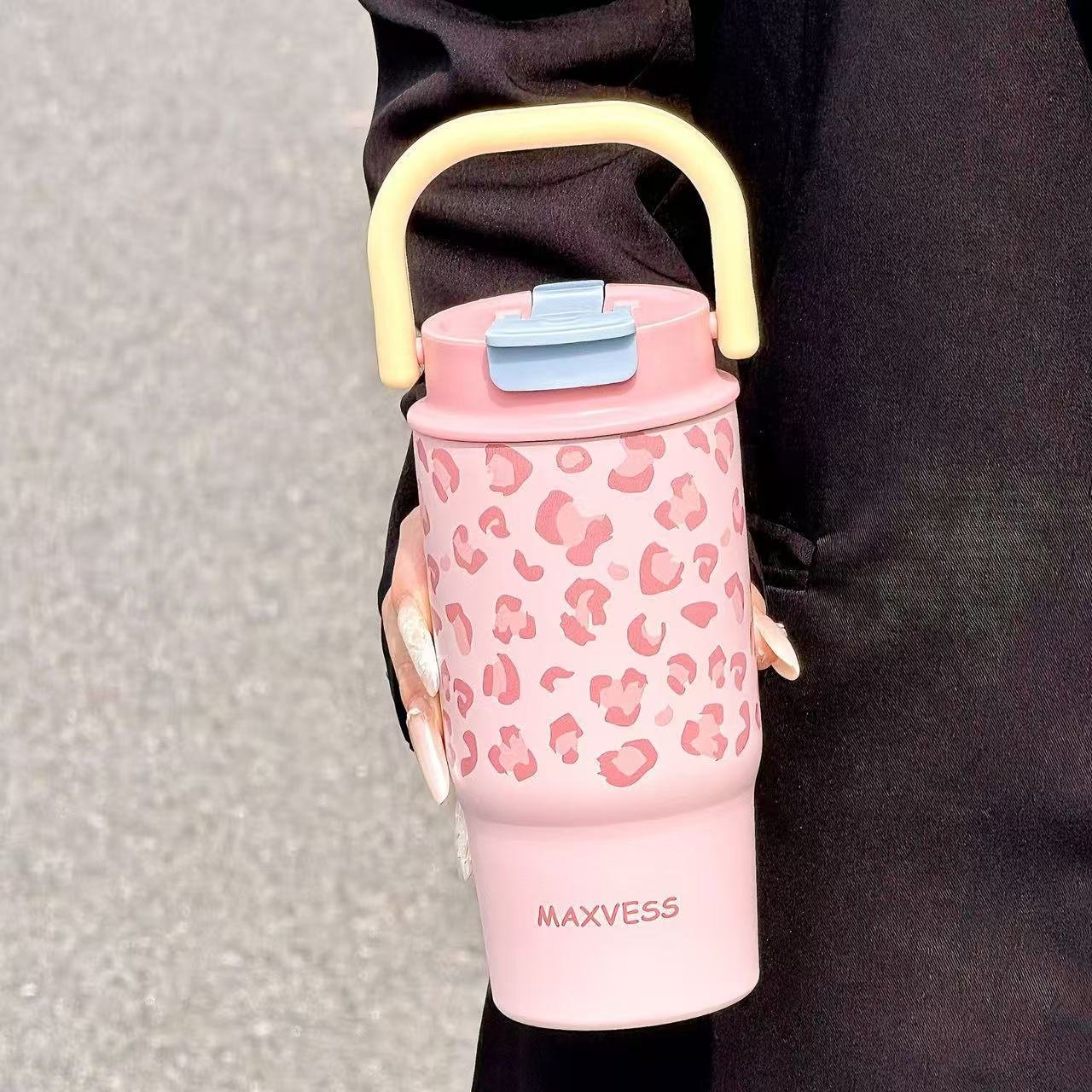 Leopard print insulated water cup, student summer outdoor travel bottle, unisexual cup, trendy water cup, new product of the cup industry details Picture