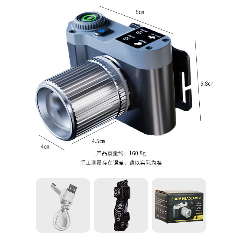 The new white laser camera headlight sensor head-mounted three-color strong headlight with rotatable zoom and outdoor waterproof function Application Scenario