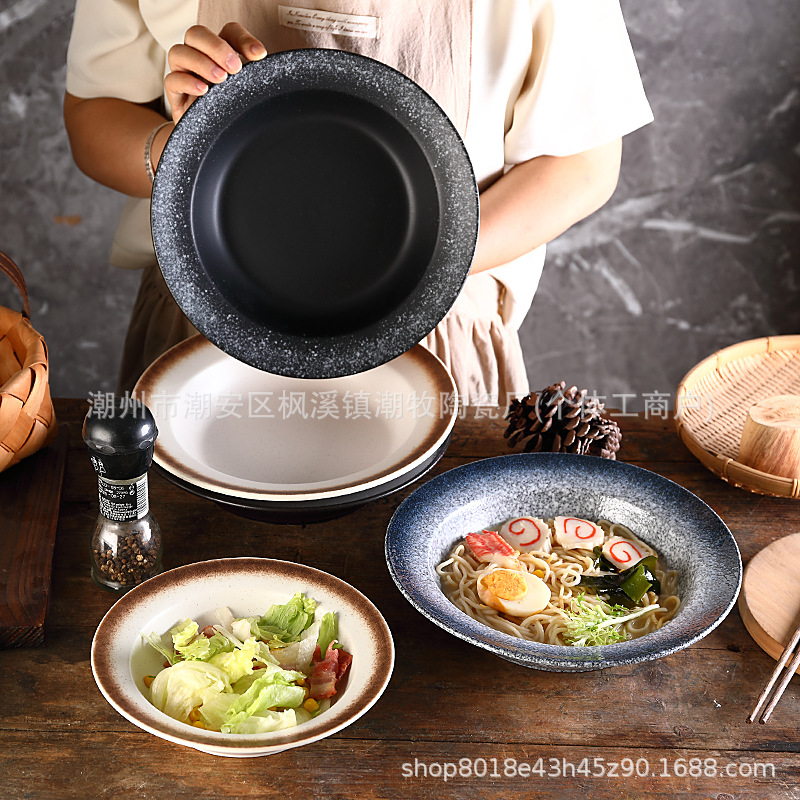 日式陶瓷防烫寿喜烧深盘餐厅酸菜鱼盆菜大碗烩菜餐具日式简约风盘