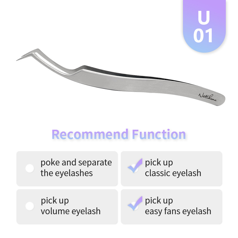 shanilak's ultra-precision eyelash extension tweezers in silver N, ST, 6ASA, and U series can be used for multiple or single extensions Application Scenario