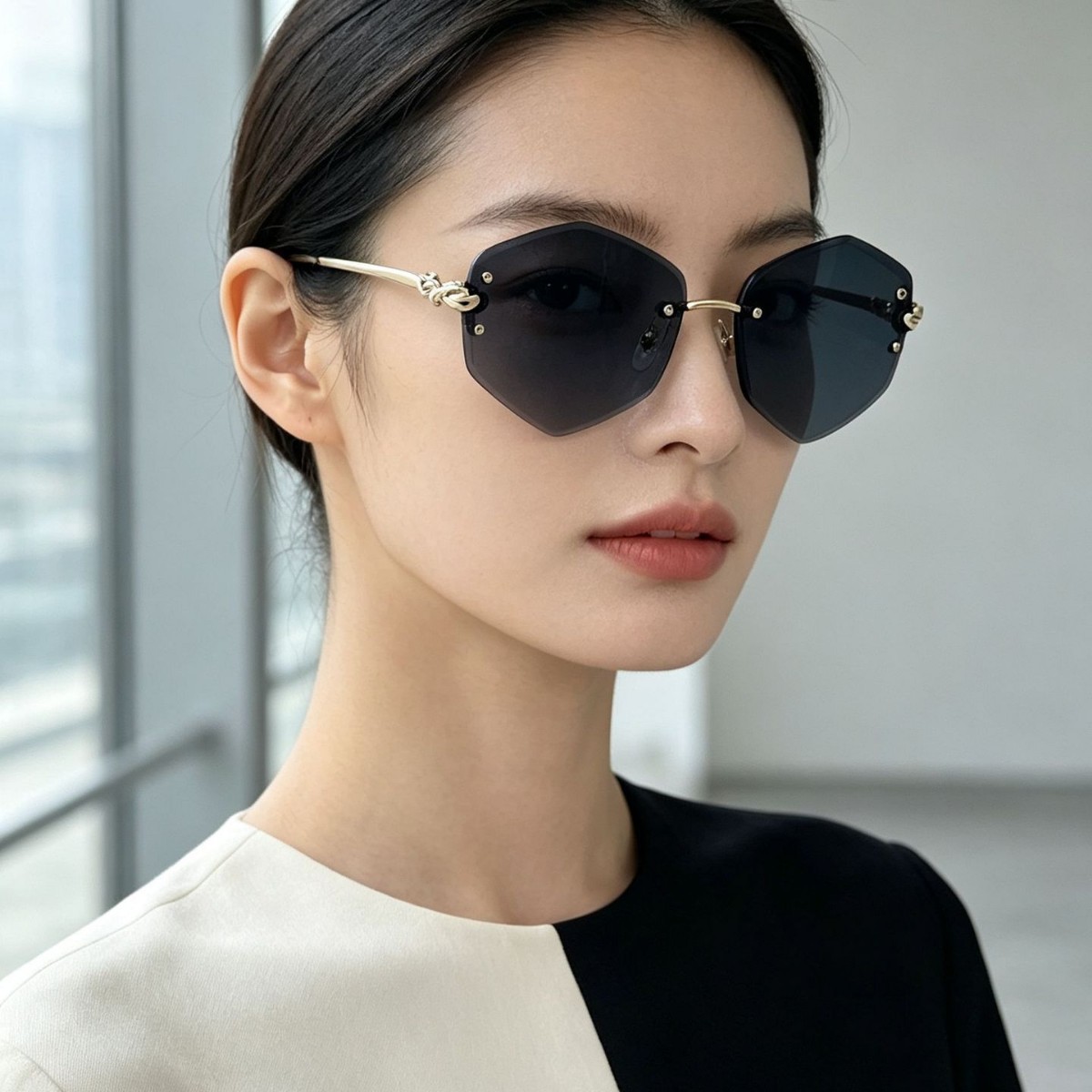 Fashionable polygonal sunglasses for women and men, polarized sunglasses with prescription, trendy and versatile eyewear accessories