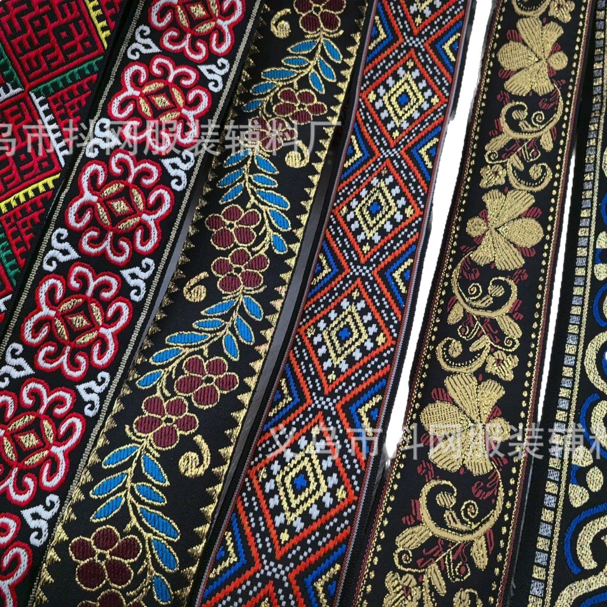 5cm gold thread ethnic style jacquard embroidery ribbon gift box packaging with horse face skirt performance costume diy accessories wholesale Item Picture