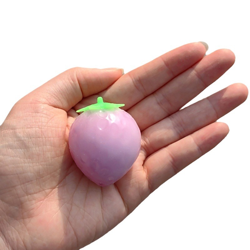 Novel light-changing strawberry squeeze release fruit light encounter color-changing little strawberry Pinch fun Stress-relieving toys wholesale Item Picture