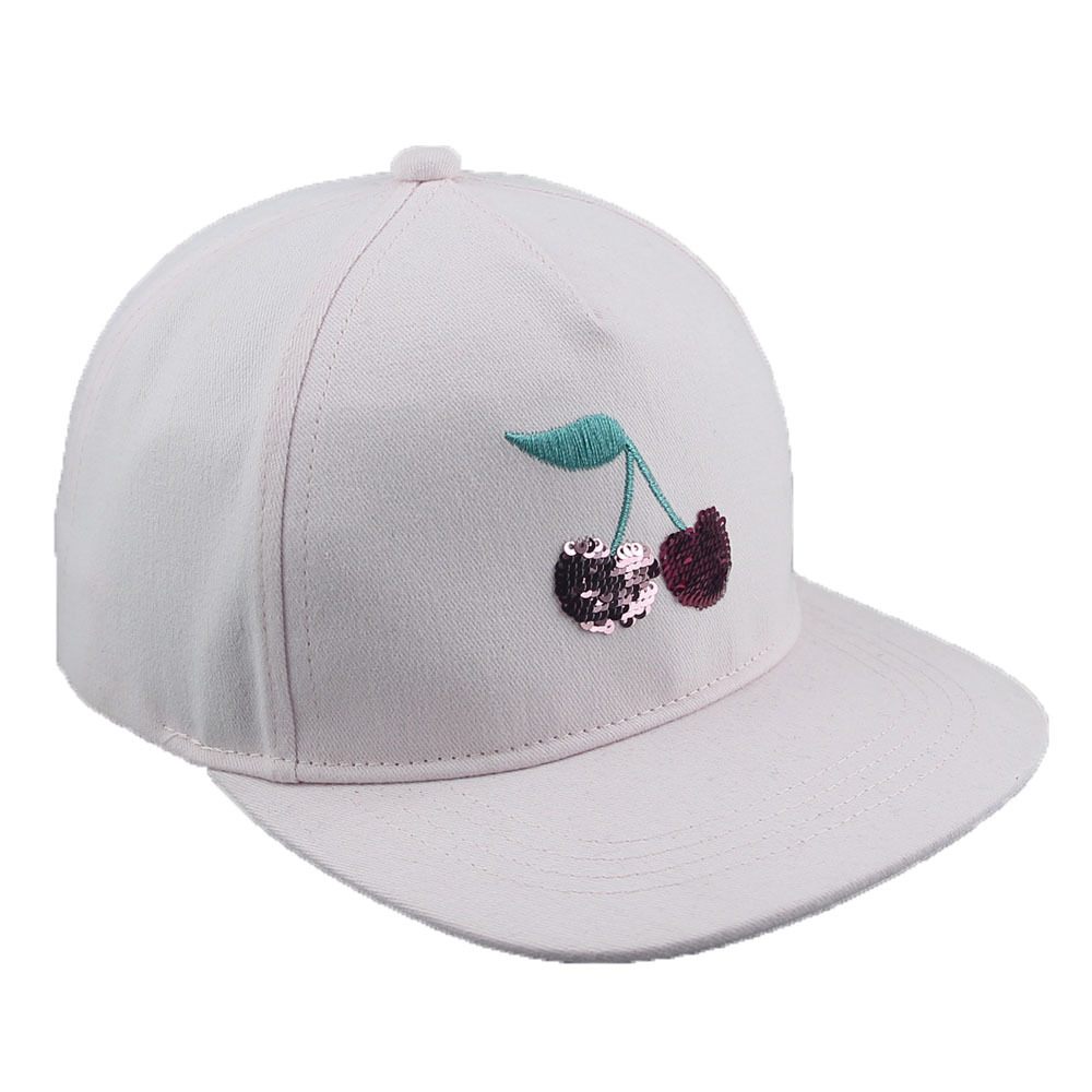 The hat factory processes children's hats, pink cotton cherry shade, cute embroidered sequined spring and summer net caps, breathable baseball caps Application Scenario