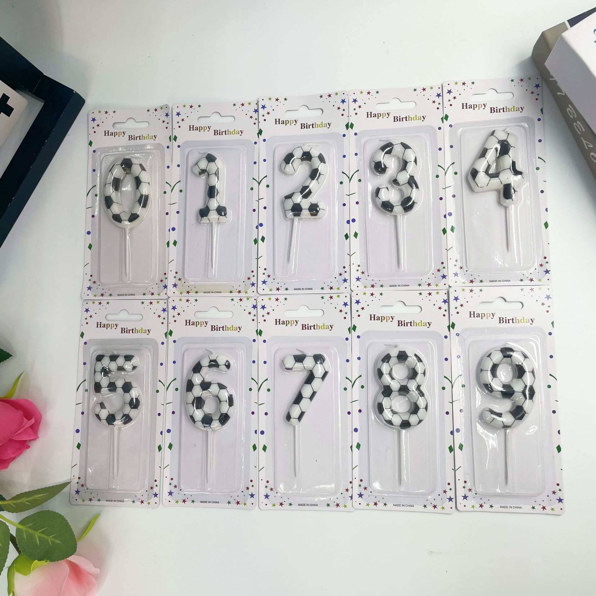 跨境足球主题数字蜡烛世界杯0-9生日蜡烛足球蛋糕装饰派对用品细节图