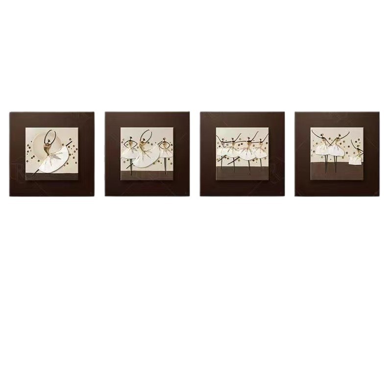 Cross border 3d relieves pinturas decorativas retro quadruple pinturas colgantes de sala de estar sofás fondo de pared 3d handcraft relieves murales pinturas decorativas modernas Item Picture