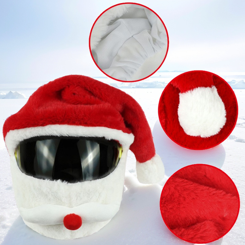 Anti-scratch plush motorcycle helmet cover, personalized head cover, warm and cute cartoon motorcycle helmet cover, full helmet, versatile details Picture