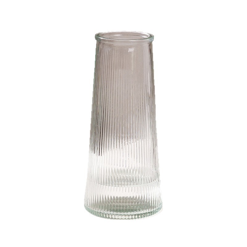 Cono cubo jarrón de vidrio nórdico ins viento simple gran tamaño transparente agua regado rico bambú escritorio sala de estar arreglo floral Item Picture