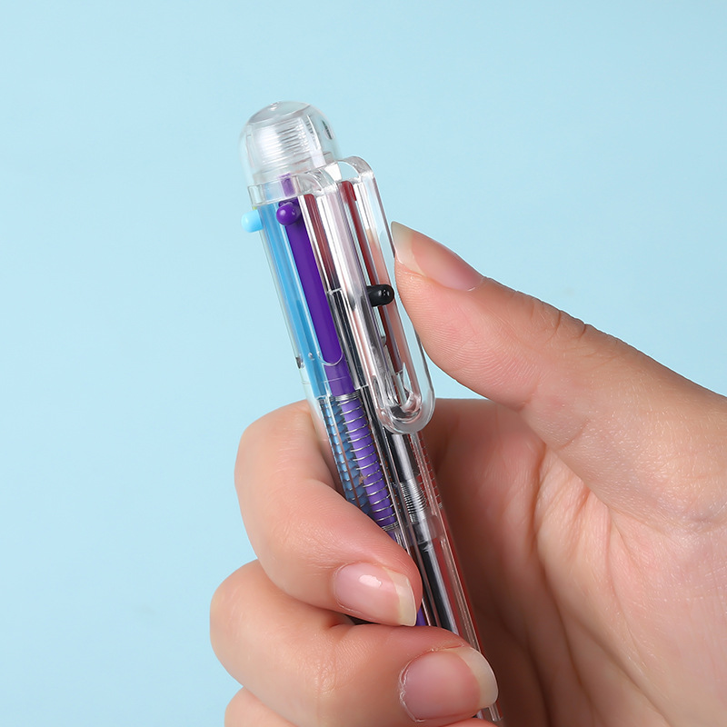 Six-color ballpoint pen, six-color in-stock advertising pen, plastic press pen Application Scenario