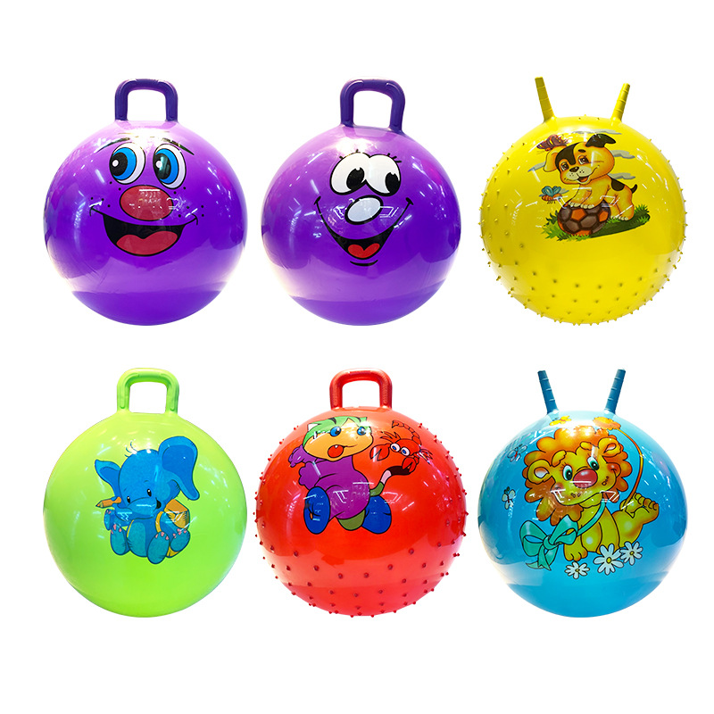Inflatable toys, children's handle ball with pattern, hand-held elastic sheep horn ball, children's outdoor activity inflatable jumping ball Item Picture