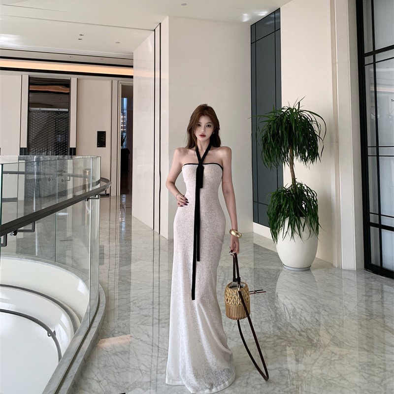 吊带裙性感/女装/裙子面料质感/白色连衣裙/连衣裙产品图