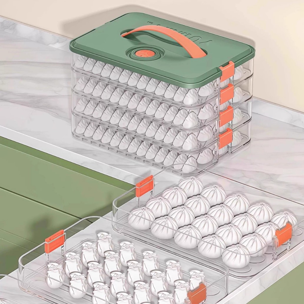 Dumpling storage box, freezer box, multi-layer storage box for frozen dumplings in the refrigerator, wonton box, household dumpling quick-freezing and preservation box