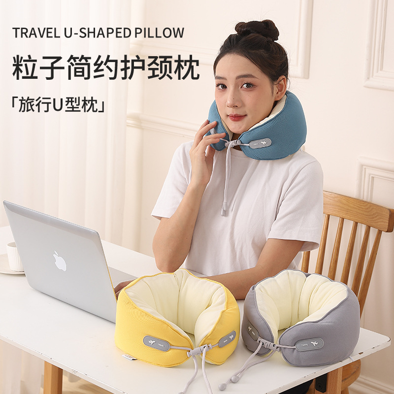 Simple U-shaped pillow macaron color, ins style adjustable neck pillow, portable pillow for home and travel, soft neck support