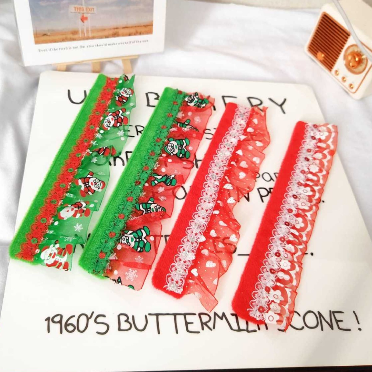 欧美圣诞节手串头饰跨境亚马逊花边啪啪圈手环手腕带手链跨境热销