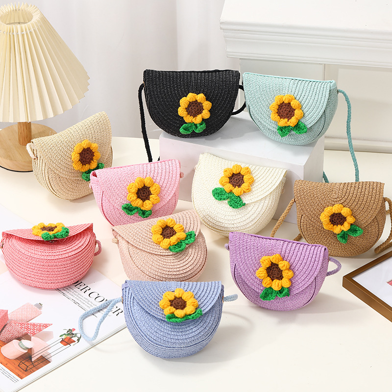 Summer straw woven bag for women 2025 New style beach and seaside straw bag, single-shoulder crossbody, children's coin purse, vacation style Specification image