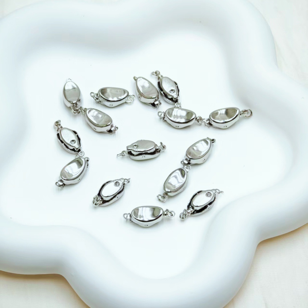 Stainless steel ingot clasp, pearl necklace, bracelet connecting clasp, titanium steel polished DIY jewelry accessories and ornaments details Picture