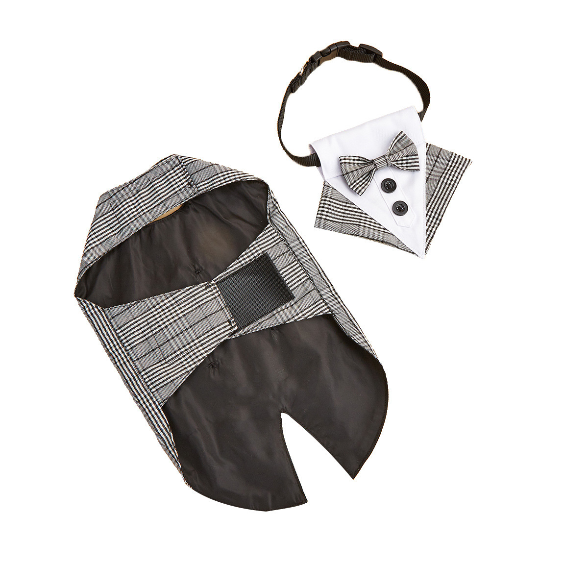 Cross-border checkered suits, pet clothing, pet suit vests, cool and fashionable pet wedding suits, triangular scarves Application Scenario