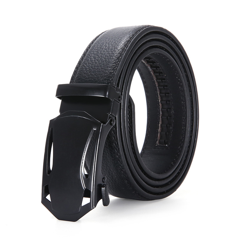 男士皮带自动扣批发休闲腰带中青年裤带男式双线带地摊货厂家直供                              白底实物图
