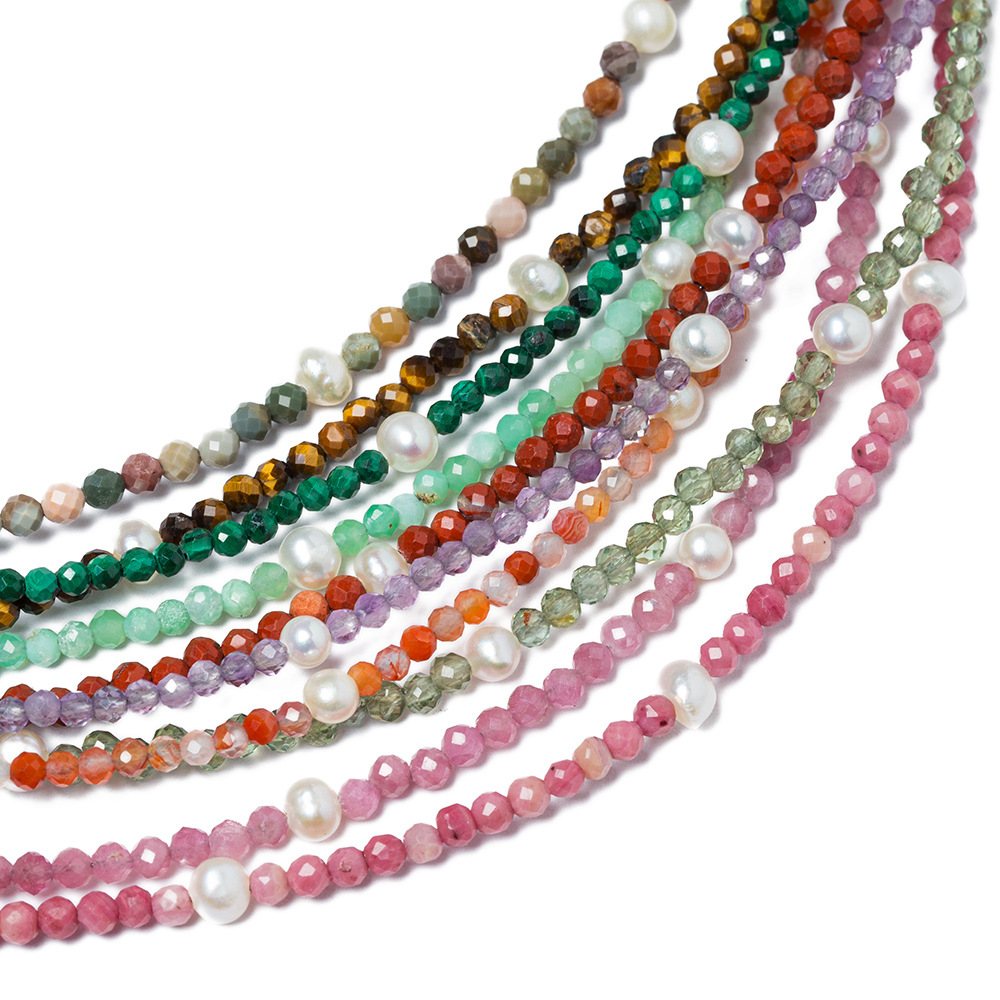 2mm cristal natural color collar de cuentas mujer diseñador piedra natural perlas perlas perlas gargantilla accesorios de moda details Picture