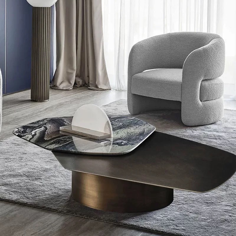 Rugiano living room light luxury marble rotating coffee table, creative minimalist designer high-end combination coffee table details Picture