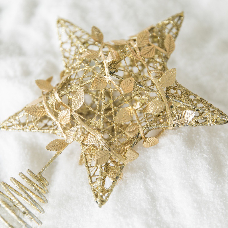 Cross-border supply of Christmas tree top star iron art accessories, five-pointed star Christmas tree pendants, star decorations, and golden Christmas details Picture