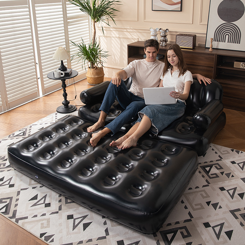充气床垫多功能五合一充气沙发双人加厚躺椅懒人沙发便携户外休闲产品图