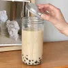 2025 High Appearance level Bubble milk Tea Glass Cup Mason Cup Straw Large Capacity Homemade Cold Drink Cup Item Picture