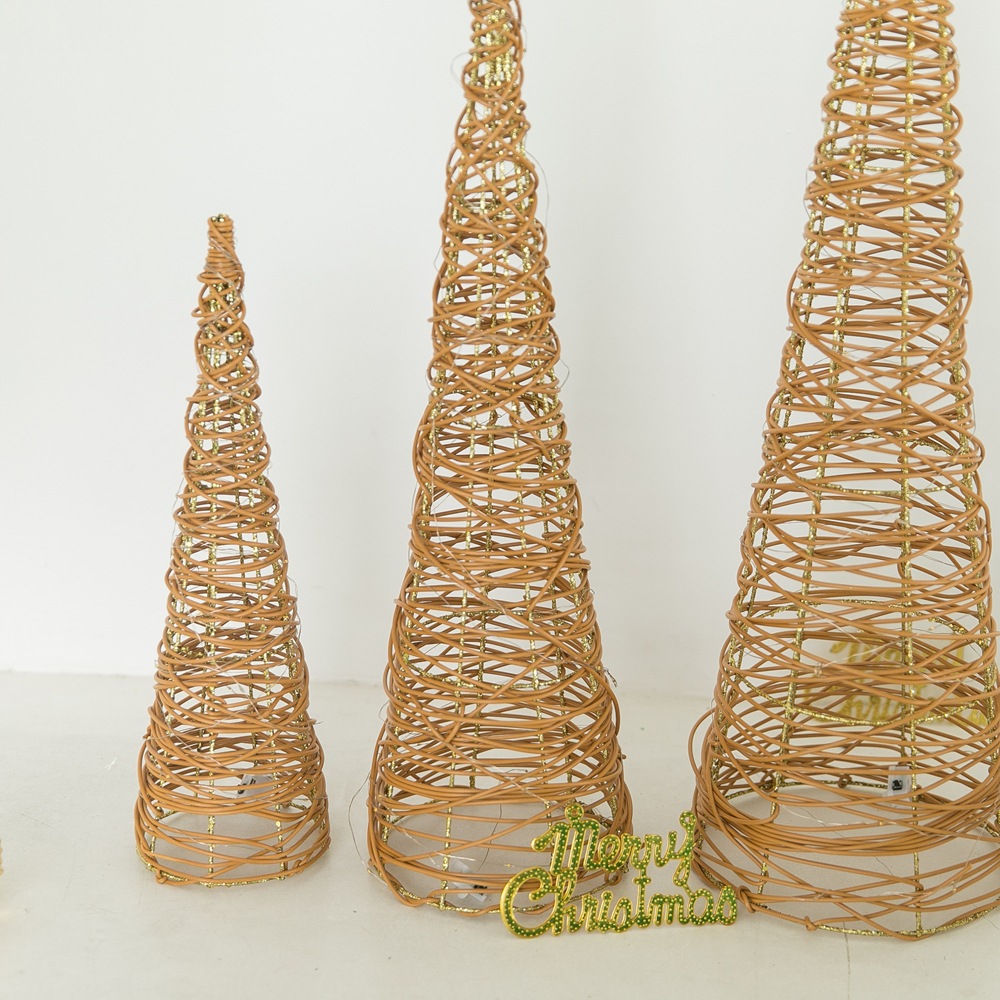 Cross-border Christmas ornaments with lights, led Christmas tree decorations, holiday Christmas supplies, gold powder luminous spires Specification image