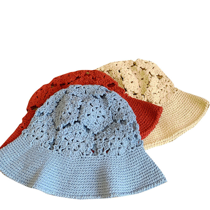 This is a breathable spring and autumn vintage handcrafted hollowed-out hat, a female fisherman's hat, and a Korean-style summer sun protection hat Item Picture