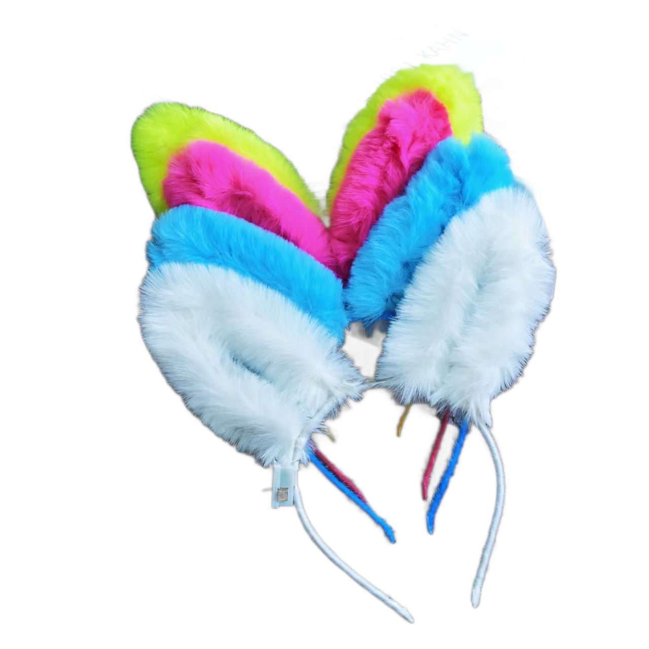Luminous plush hairband, feather rabbit ears, 14 lamp headwear, flashing cat ears, night market stall, hairband and hairpin toys Item Picture