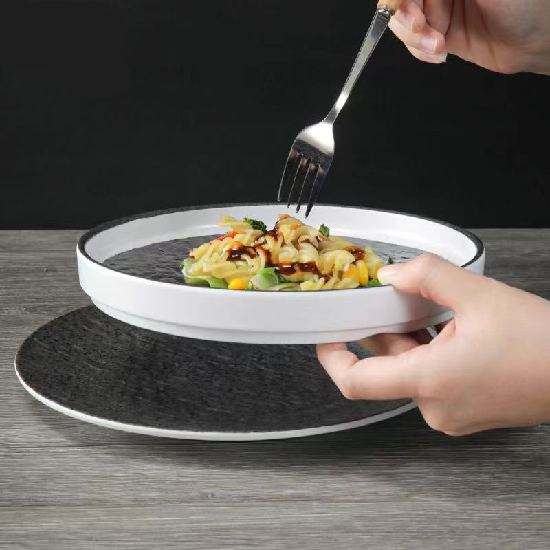 Melamine, a popular Western restaurant steak plate, a creative imitation porcelain plastic plate, a commercial hotel serving plate, and a cold dish plate for banquets Specification image