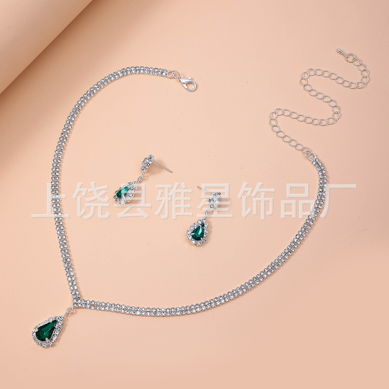 European and American cross-border best-selling women's jewelry, light luxury evening dress accessories, 3-piece set, bracelet, necklace, earrings Specification image