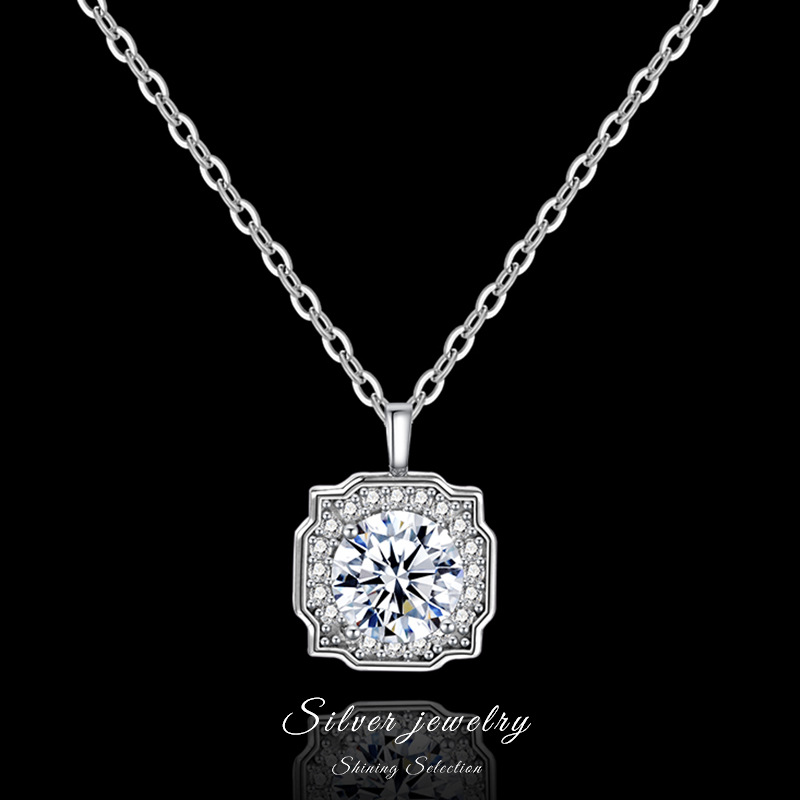 S925 all-silver, simple, versatile, niche, high-end, light luxury, geometric multiple sweater chains, Valentine's Day necklaces details Picture