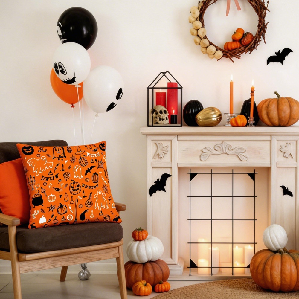 跨境外贸万圣节定制抱枕靠枕节日场景装饰枕客厅沙发腰枕家居抱枕