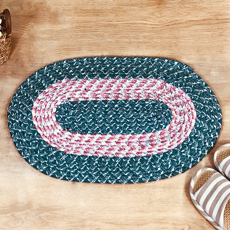 Wholesale oval simple hand-woven door MATS, household entrance and foyer floor MATS, living room carpets, anti-slip foot MATS details Picture