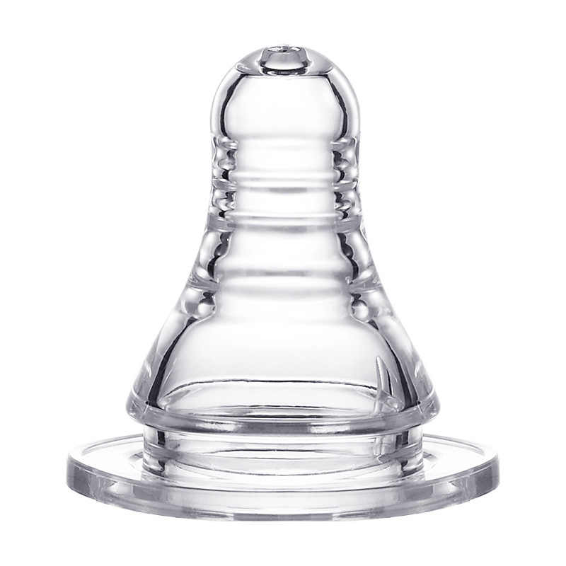 液态硅胶标口宽口径奶嘴配各种奶瓶婴儿奶嘴母乳实感奶嘴喂奶奶嘴白底实物图