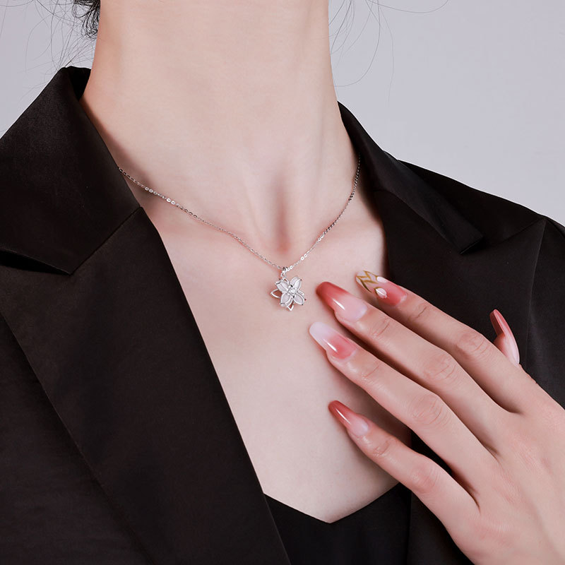 卓恒甄选S925银多层樱花项链纯银小众气质项链简约时尚梦幻吊坠