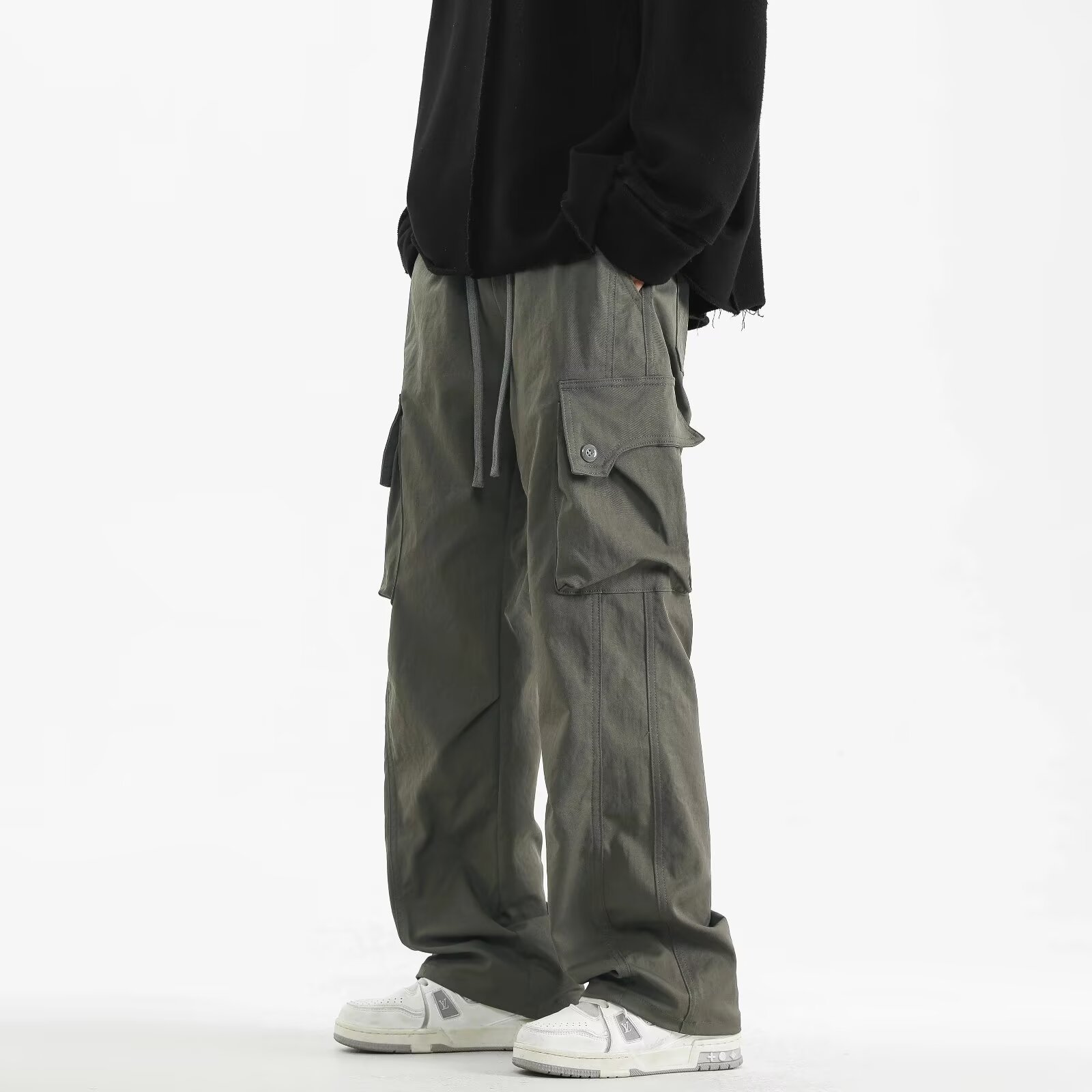 Summer's new loose casual pants for men, Korean style, trendy and versatile pants, thin and sagging wide-leg workwear pants, trendy Item Picture