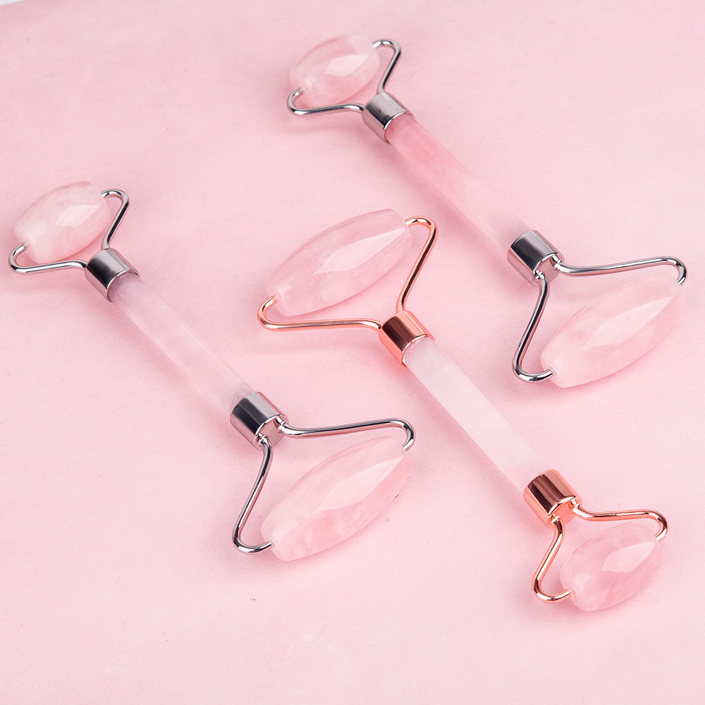 Wholesale powder crystal jade roller beauty containers, face and eye massagers, jade pusher, quartzite jade massage roller details Picture