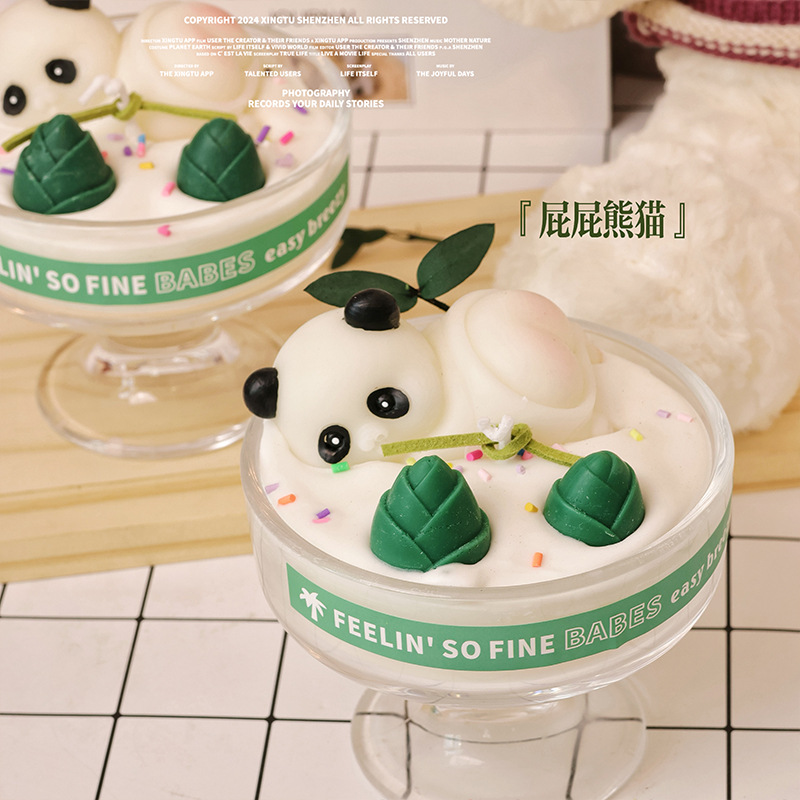 Cute Panda-Shaped Bamboo Shoot Birthday Gift, Christmas Scented Candle Souvenir, Cross-Border Handmade Christmas Fragrance Application Scenario