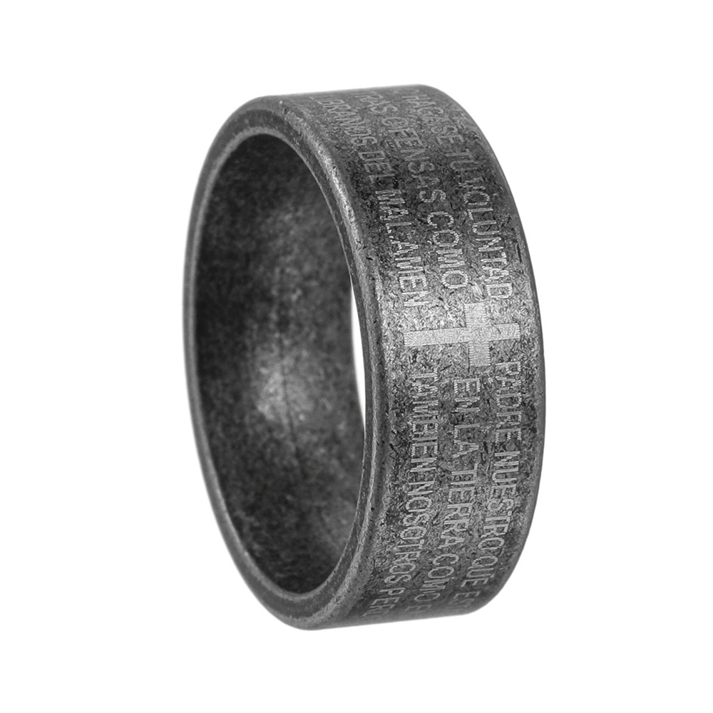 A retro style ring with English letters marked on it, a vintage silver titanium steel ring for men, which is a popular cross-border accessory from Europe and America Item Picture
