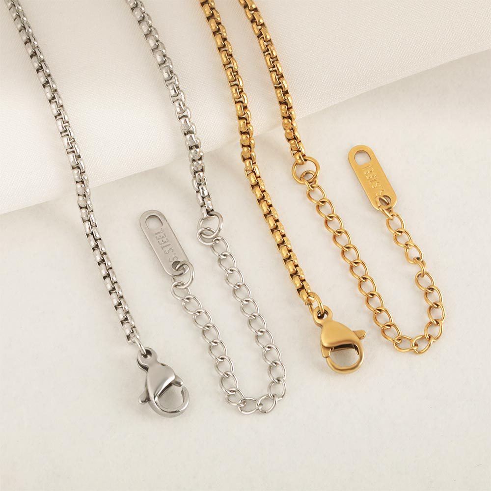 Cross-border new best-selling square pearl chain pendant, simple and versatile stainless steel DIY necklace full figure