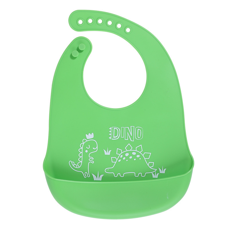 婴童 新款婴儿硅胶围兜 卡通口水兜 宝宝饭兜防水围兜免洗批发