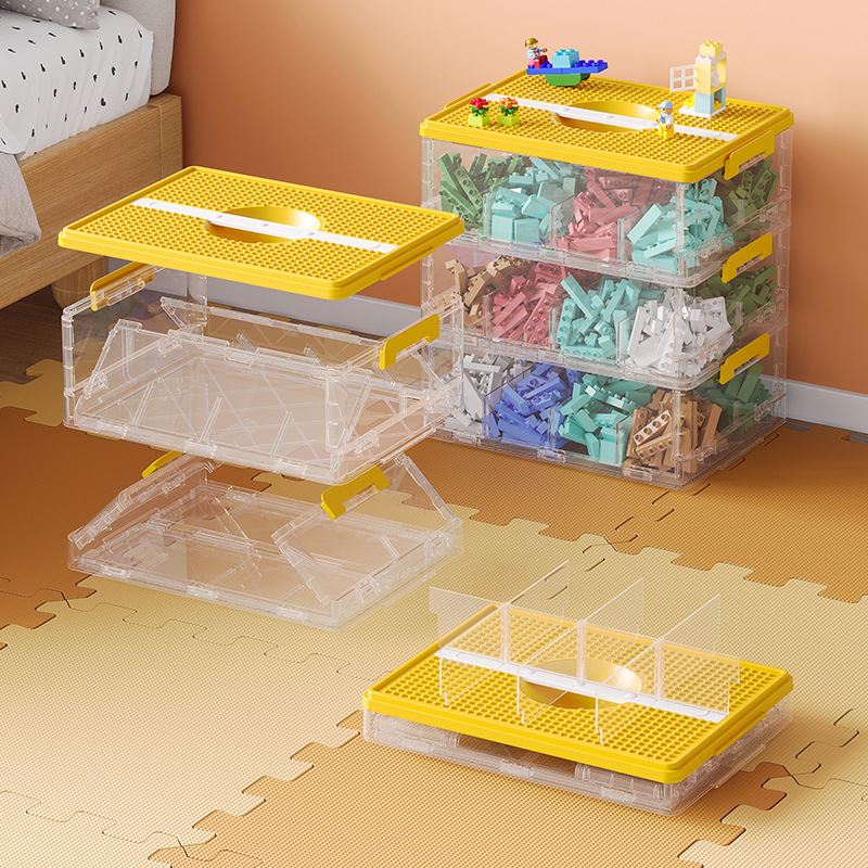 The building block storage box can be stacked in layers. The children's toy organization box is divided into compartments and classified. It is a plastic LEGO transparent storage box details Picture