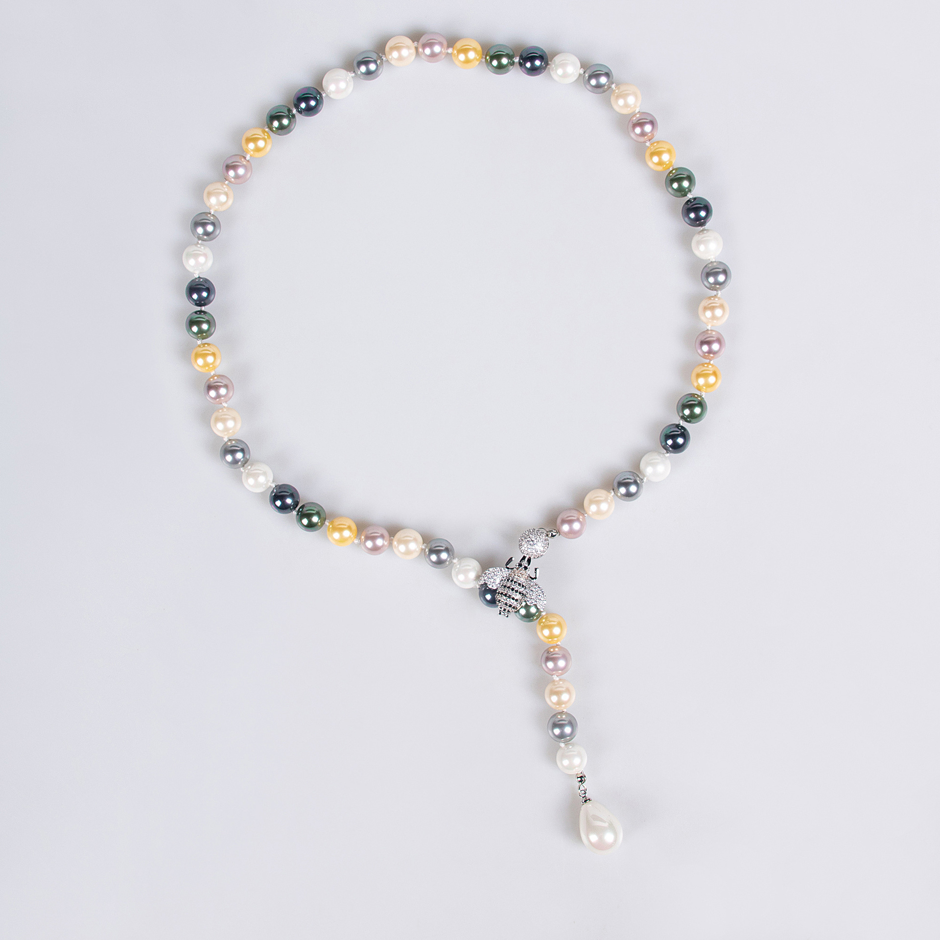 项链/珍珠/天然石项链/珍珠链条女款拼接气质/珍珠项链细节图