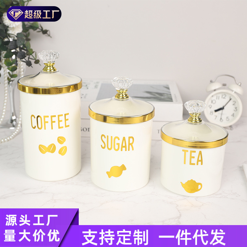 Plastic European-style cans for storing grains and cereals in the kitchen, food-grade white cans and boxes for snacks, dry goods and tea