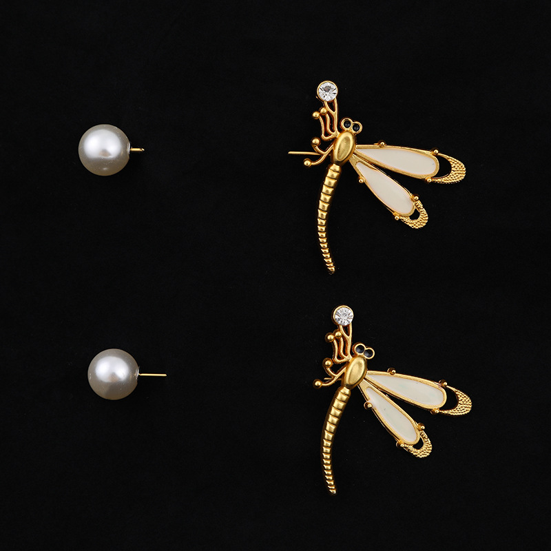 韩版一字针欧美蝴蝶款珍珠胸针西装插针外套胸饰别针配饰蝴蝶结