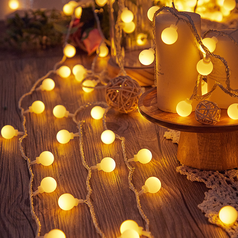 LED color lights, string lights, starry sky lights, outdoor camping atmosphere lights, sky curtains, tents, small white ball bubble lights, decorative lights details Picture