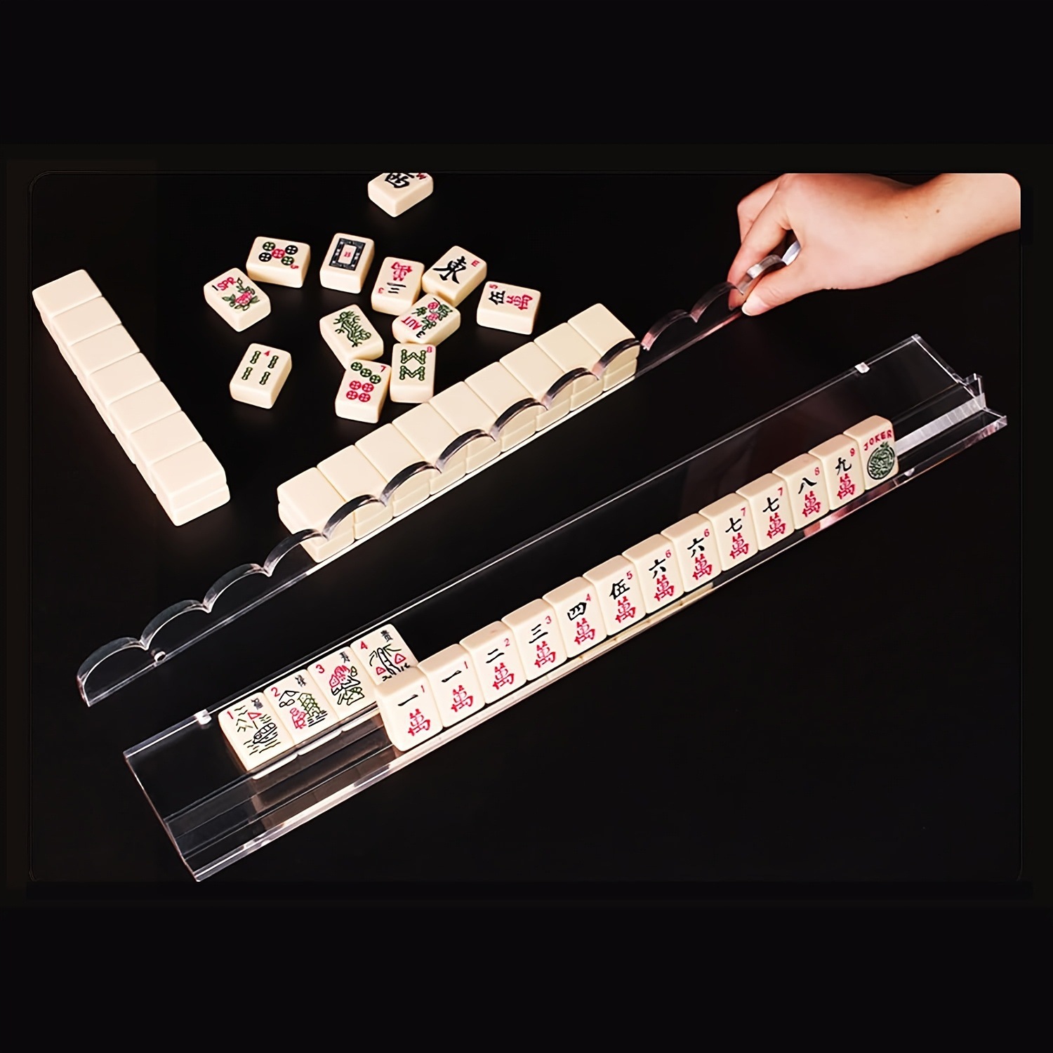 美式麻将/美国麻将/英语麻将/棋盘格扁圆片/自动麻将产品图
