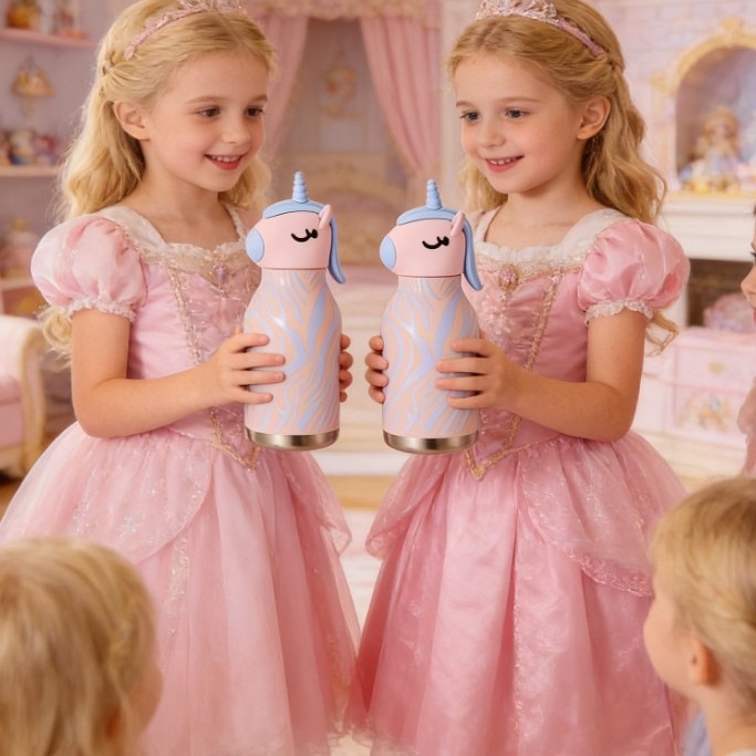 跨境独角兽创意卡通公仔不锈钢保温杯便携式运动水杯儿童学生杯